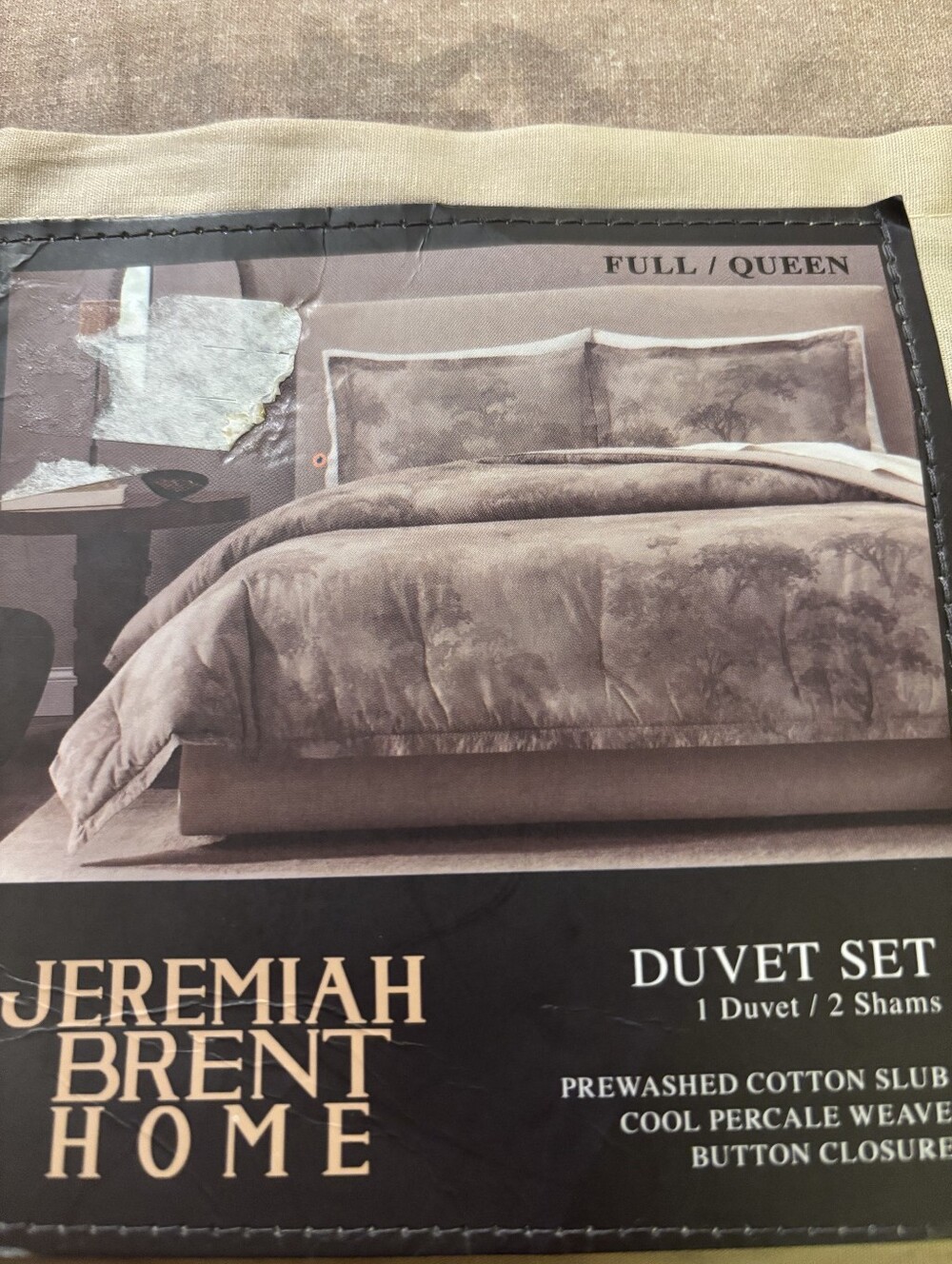 Jeremiah Brent Home Full/Queen Taupe Duvet Set